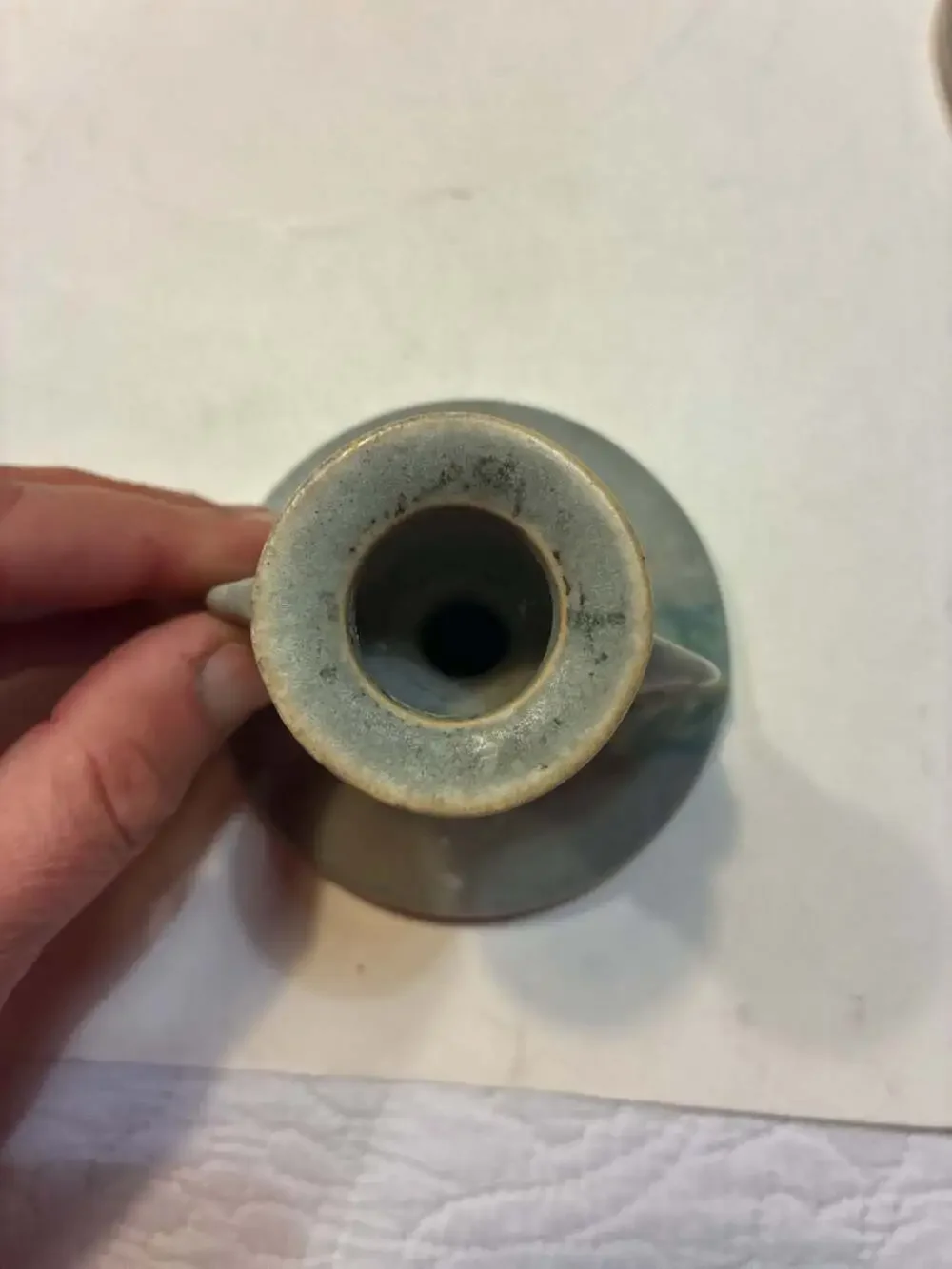 Lot of 2 VTG Roseville Pottery Tuscany Gray Candlestick Holder Shape 1066-3.5